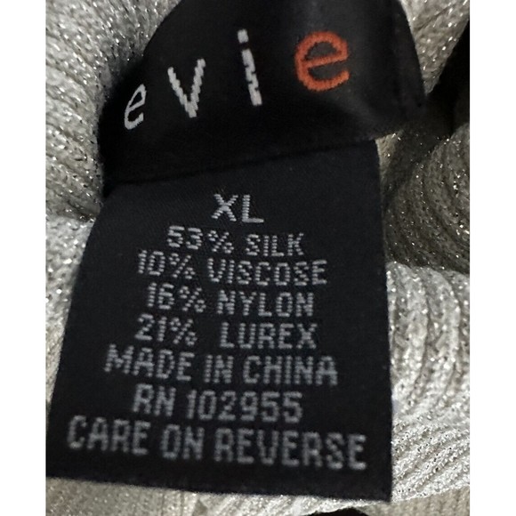 EVIE Womens XL Grey Sparkle Ribbed Turtleneck Silk Blend Long Sleeve Sweater NWT - Picture 6 of 8